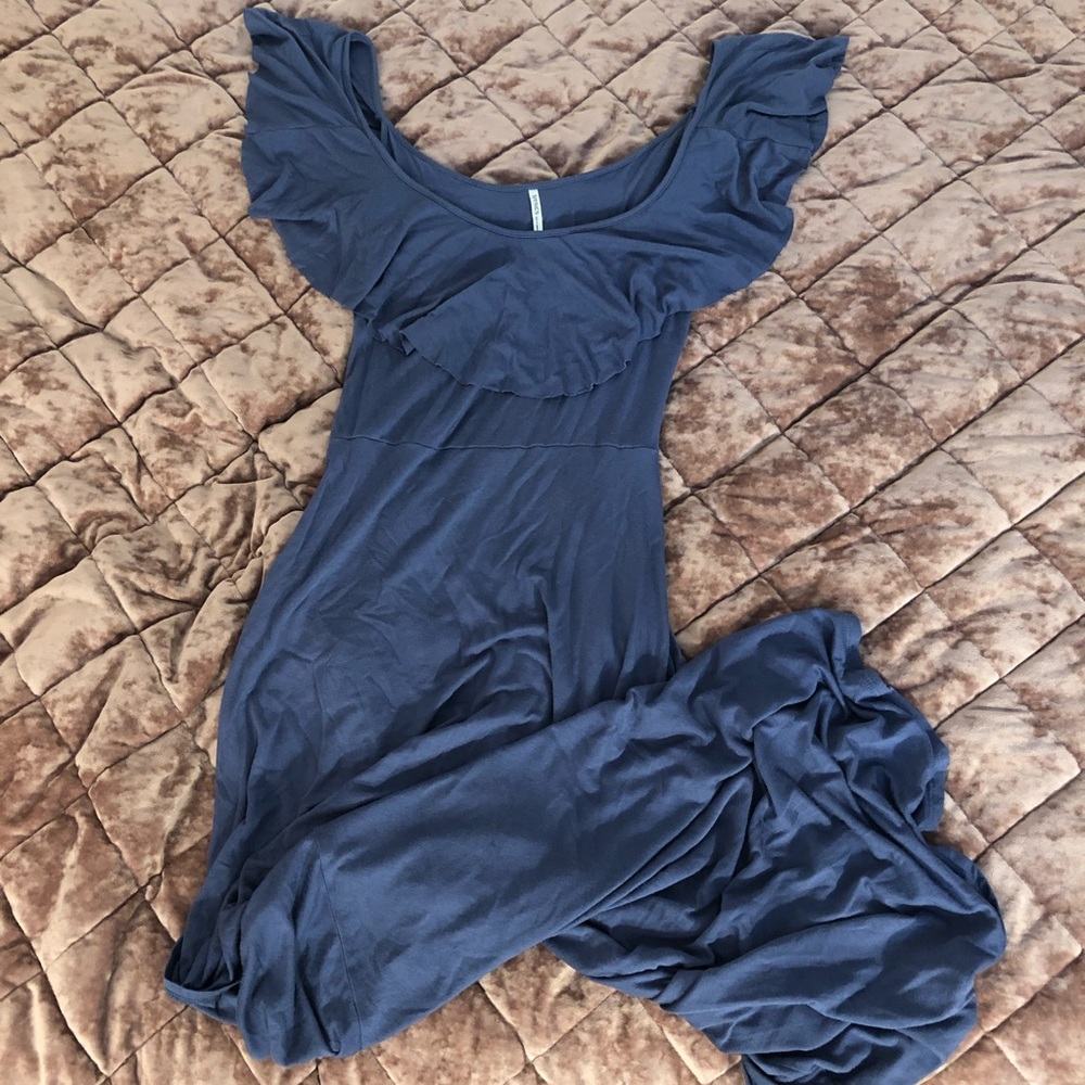 Tresics Blue Ruffle High Low Maxi Dress